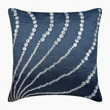 Funda de almohada azul de 50x50 cm (20x20 pulgadas), hecha a mano en azul pizarra, nácar, funda cuadrada moderna de seda - Luna Azul
