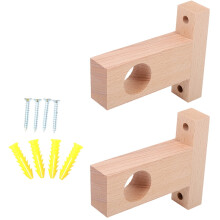 Conjunto de 2 peças de suporte de madeira para varão de cortina de banheiro, acessório para cortina de chuveiro.