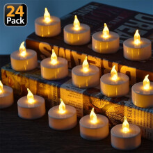 24 sztuki podgrzewaczy LED, realistyczne migoczące bezpłomieniowe świece, ciepły żółty kolor, zasilane bateriami, dekoracja świąteczna