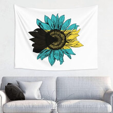 Vintage-Wandteppichposter mit Sonnenblumenmotiv und Haiti-Flagge, 74 x 94 cm, Heimdekoration, Wandbehang, Partyhintergrund für Wohnzimmer und