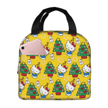 Lancheira térmica portátil Hello Kitty em alumínio, impermeável e resistente, ideal para escritório, piquenique, praia e viagens.