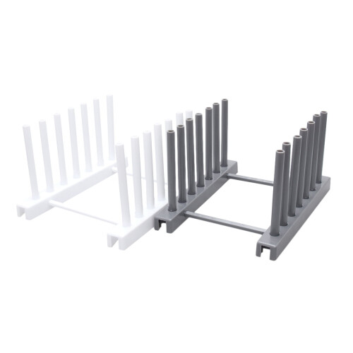 2 scolapiatti da cucina, supporto per piatti e tazze, espositore, scolapiatti, organizer per la cucina (bianco e grigio) 1