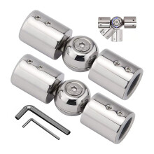 Conector de canto para varão de cortina (2 peças), ajustável, para varões de cortina de 1 polegada em janelas de sacada (prateado)