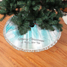 Weihnachtlicher Baumrock mit Fransen und Spitze, Fröhliche Weihnachten, weich, leicht, angenehme Haptik, 76 cm (30 Zoll)