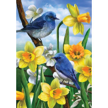 Bandeira de verão com pintassilgo e girassóis para casinha de pássaros, 71 cm x 102 cm