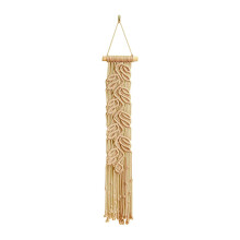Arazzo da parete Hesroicy con motivo a foglie, tinta unita e nappe, stile Ins, tessuto a mano, stile bohémien, decorazione per la casa.