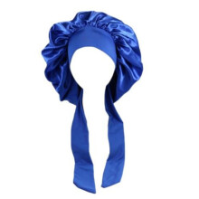 Touca de seda para cabelos cacheados naturais, touca de cetim para dormir, azul marinho