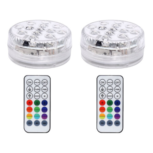 Lot de 2 lampes LED submersibles étanches avec télécommande