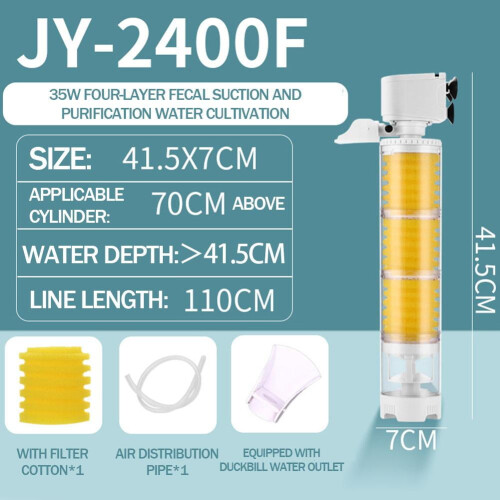 Fish Tank Built-in Filter Oxygen Enrichment Filter Stool Filter Collector I9W4