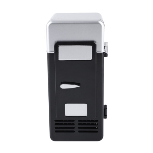 USB Refrigerator LED Mini Fridge Portable Refrigerator for Drinks Beverage Cans(Black) 2