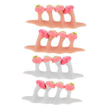 Silicone Toe Separators for Pedicure, Soft Reusable Toe Spacers with Strawberry Decor, Dual Color