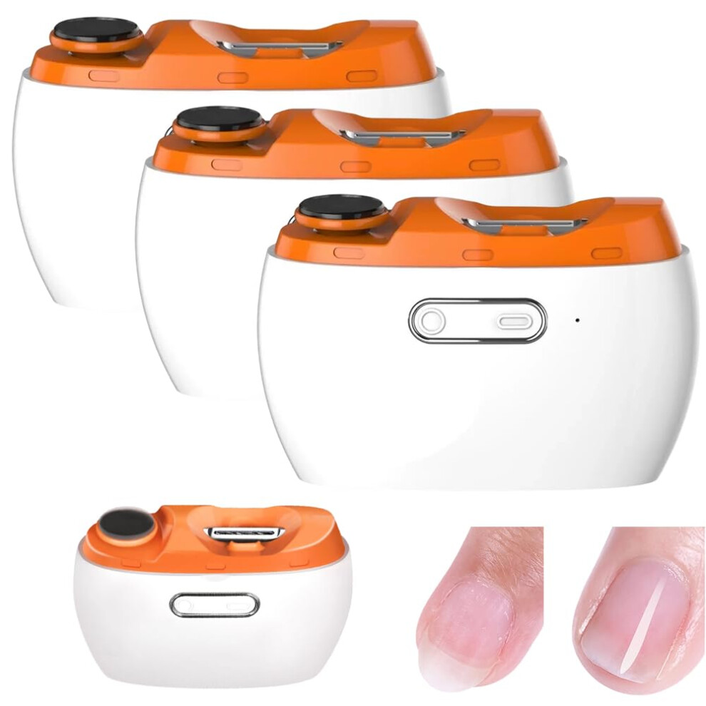 Electric Nail Clipper 3Pc Usb Rechargeable 2In1 Trimmer And File With Dual Speed And Led Light