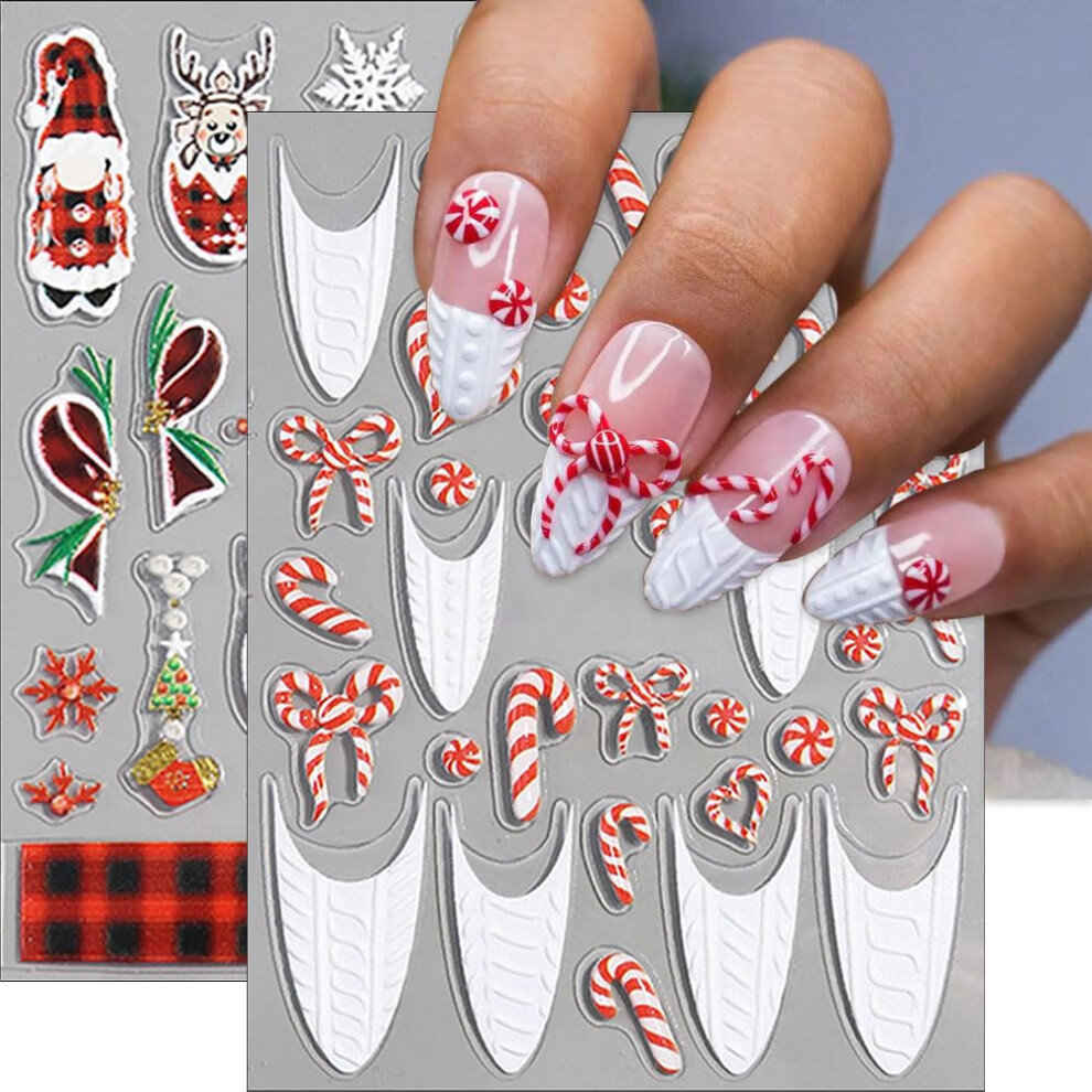 Christmas Nail Art Stickers SelfAdhesive Snowflake and Festive Holiday Nail Decals 2 Sheets