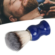 Brosse à Raser pour Hommes Élégante et Artisanale, 2 Couleurs, Manche Bleu, Anneau en Argent