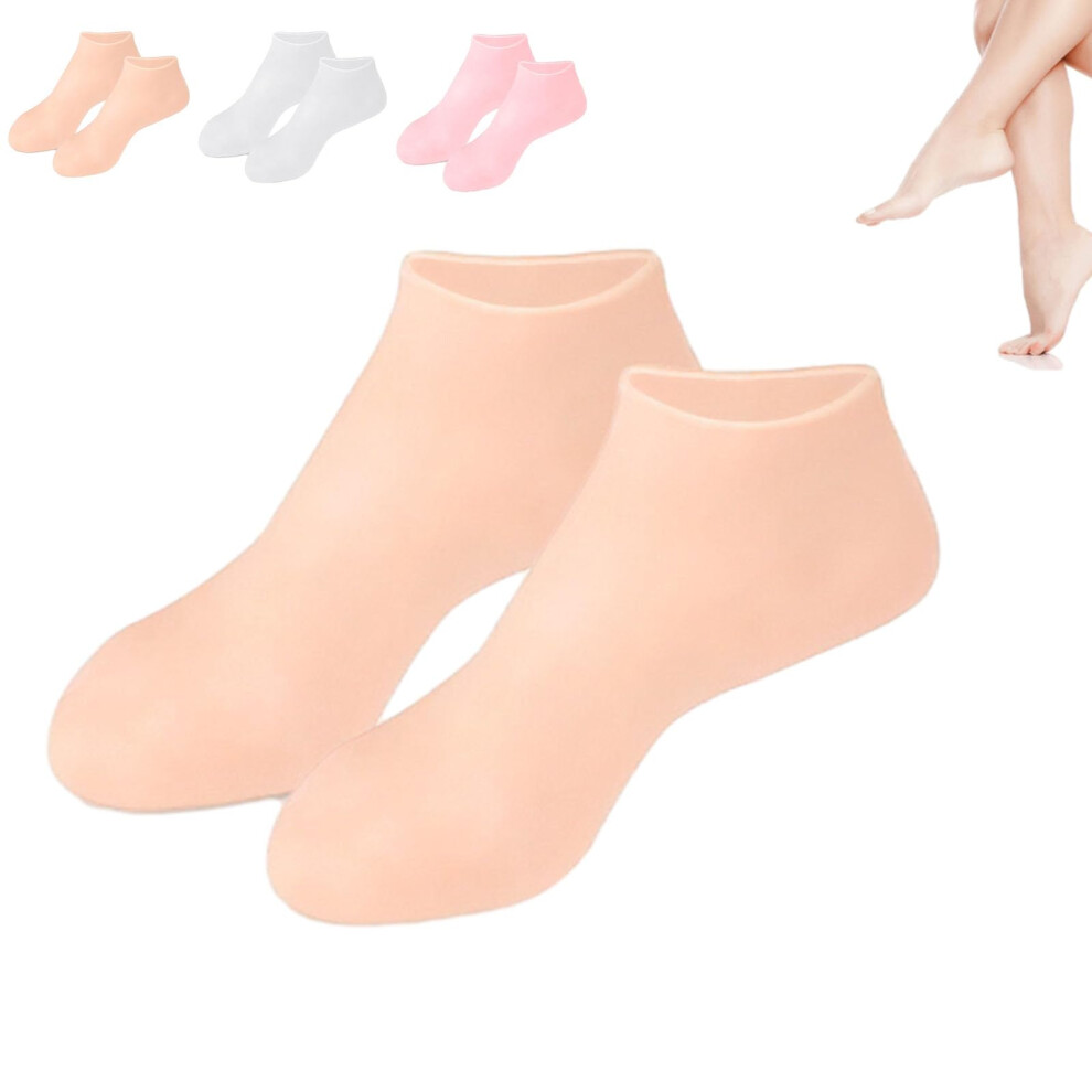 Pink Moisturizing Foot Socks With Silicone For Dry Cracked Feet, Deep Hydration And Softening For Women