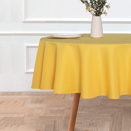 Toalha de mesa redonda preta de 228 cm (90 polegadas), resistente a manchas e rugas - capa de mesa de poliéster lavável para mesa de jantar, 1