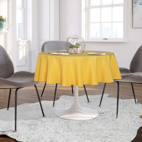Toalha de mesa redonda preta de 228 cm (90 polegadas), resistente a manchas e rugas - capa de mesa de poliéster lavável para mesa de jantar, 2