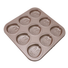 Stampo per cupcake con 9 pirottini a forma di animale, in acciaio al carbonio, antiaderente.