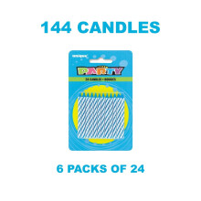 LOT OF 144 Birthday Candles Pastel or Stripe Design BLUE OR PINK PARTY CANDLES