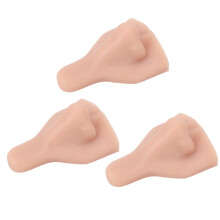 3 pezzi di modelli di naso in silicone flessibili e riutilizzabili per pratiche di formazione, colore carne medio