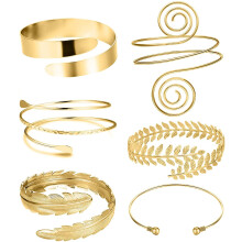 stk. armbånd med armbånd, øvre armbånd, armbånd for kvinner, gull, justerbart, minimalistisk, enkelt spiralarmbåndsett