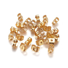 1000 Stück Ohrringverschlüsse aus Edelstahl 304 (Schmetterlingsform) für Ohrstecker, 18 Karat vergoldet, 6 x 4,5 x 3 mm, Lochdurchmesser: 0,8–1