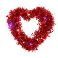 Fnyoxu Valentijnsdag slinger 11,8 x 11,8 inch, glanzende, oplichtende hangende decoratie voor bruiloft, verloving, jubileum en feestartikelen, rood