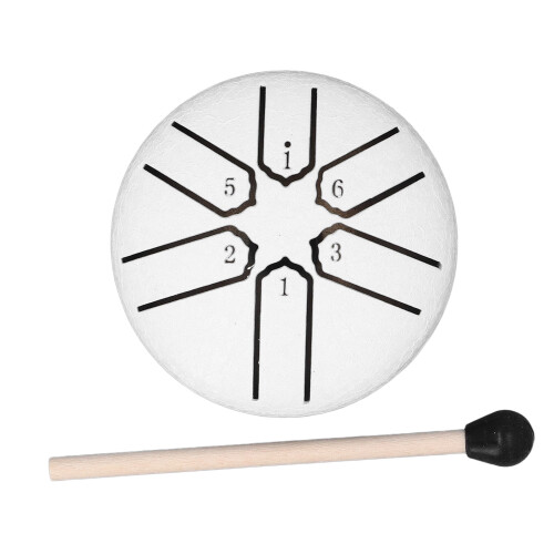 Tambour à langue en acier de 3 pouces, 6 notes, blanc, 7,5  4,5 cm 2