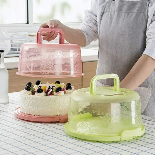 XIUH Kitchen Supplies，Kitchen Tools Round Cake Storage Box with Handle and Inner Tray 2