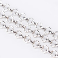 Cadena Rolo de hierro de 50 m sin soldar con carrete, platino sin plomo, 4x1 mm, 164,04 pies (50 m)/rollo