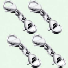 Doppelkarabiner-Verbinder, Schmuck-DIY-Armbandverlängerungsketten 0,98 Zoll (Silber, 0,98 Zoll)