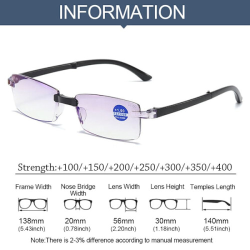 Faltbare Lesebrille, Schwarz, Stärke 400 2