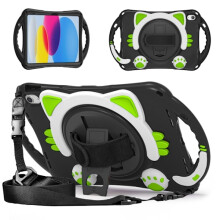 Compatible avec iPad 11 (11e génération) / 10,9 pouces (10e génération) 2022/2025. Coque en silicone antichoc pour enfants, motif chat mignon,