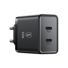 SiGN Kaksois-USB-C PD Laturi 40W - Musta