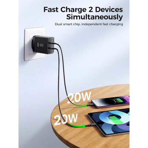 Încărcător SiGN Dual USB-C PD 40W - Negru 2