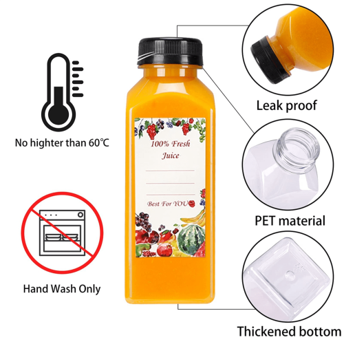 20 τεμάχια κενά μπουκάλια χυμού 12oz με καπάκια, επαναχρησιμοποιήσιμα μπουκάλια 1