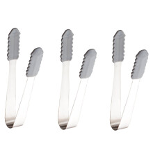 3-teiliges Set kleiner Servierzangen mit Silikonspitzenclips, Edelstahlzangen, Zuckerzangen, kleine Küchenzangen für Teepartys, Kaffeebars, Küche,