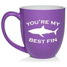 You're My Best Fin Friend Shark, Gift For Best Friend Ceramic Coffee Mug Tea Cup Gift (16oz Purple)