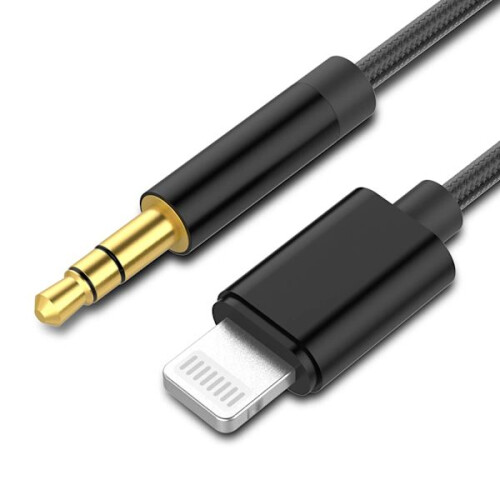 2M Lightning to AUX 3.5mm Cable/Adapter Car Black 10-Pack 1