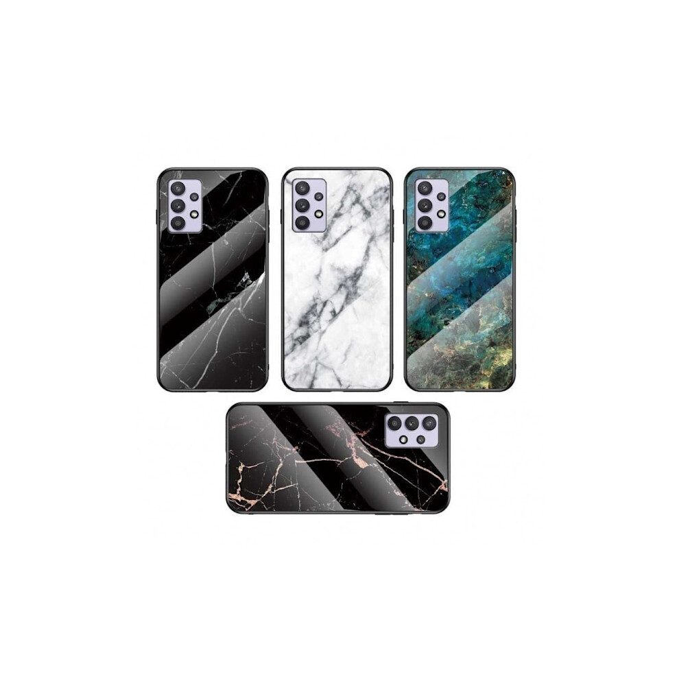 Compatible With Samsung A13 4G Marble Case 9H Tempered Glass Back Glassback V2 Multicolor Emerald Green 9004841944210