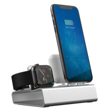 - 1 Charging Station For compatible with iPhone, compatible with Apple Watchwith Apple Watch, compatible with AirPods Silver one size