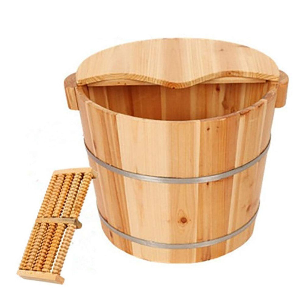 Wooden Foot Spa Bucket with Heat Retention, Large Durable Basin for Soak, Massage and Sauna