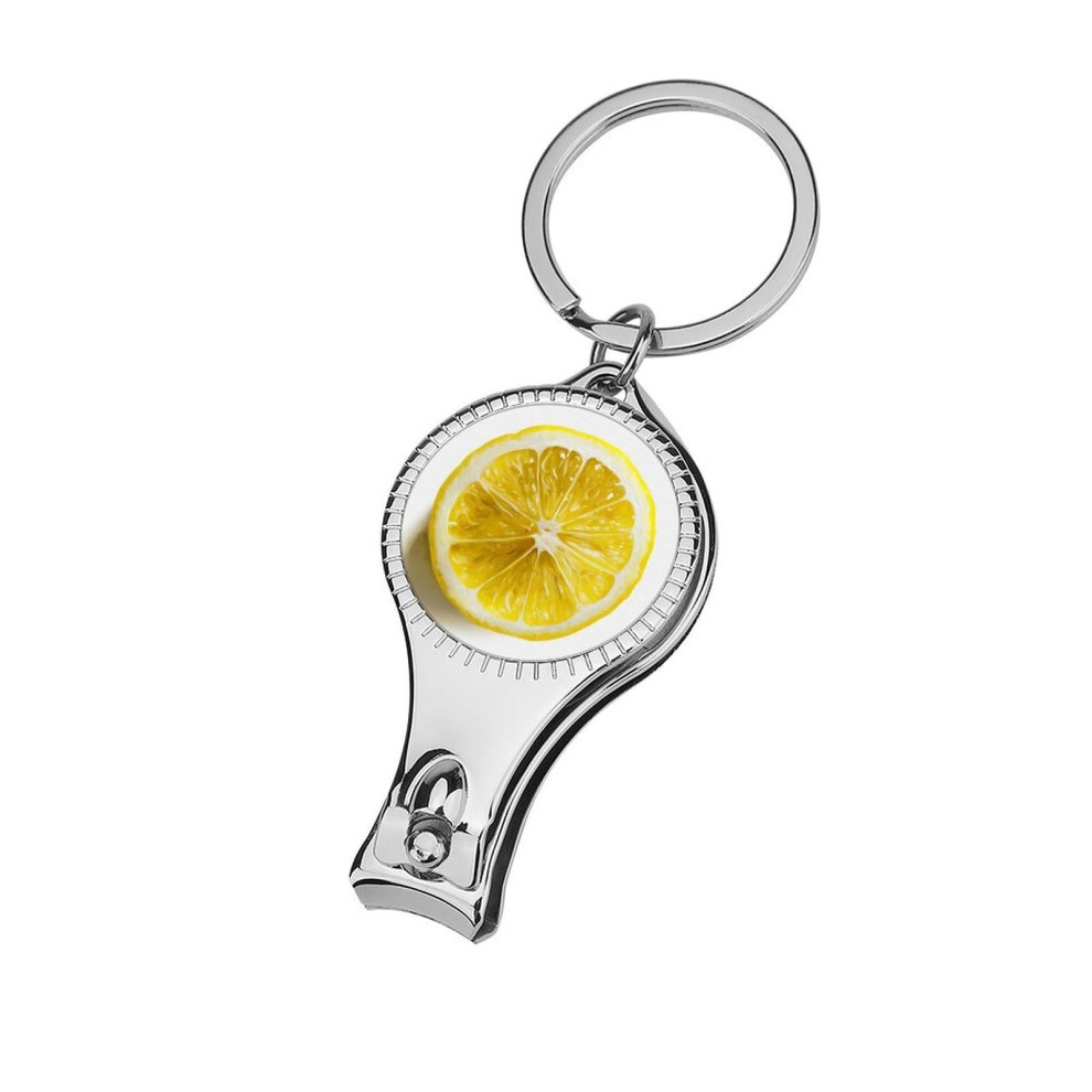 Nail Clippers and Toenail Clippers with Sharp Blades Keyring Attachment Durable Metal Lemon Pattern