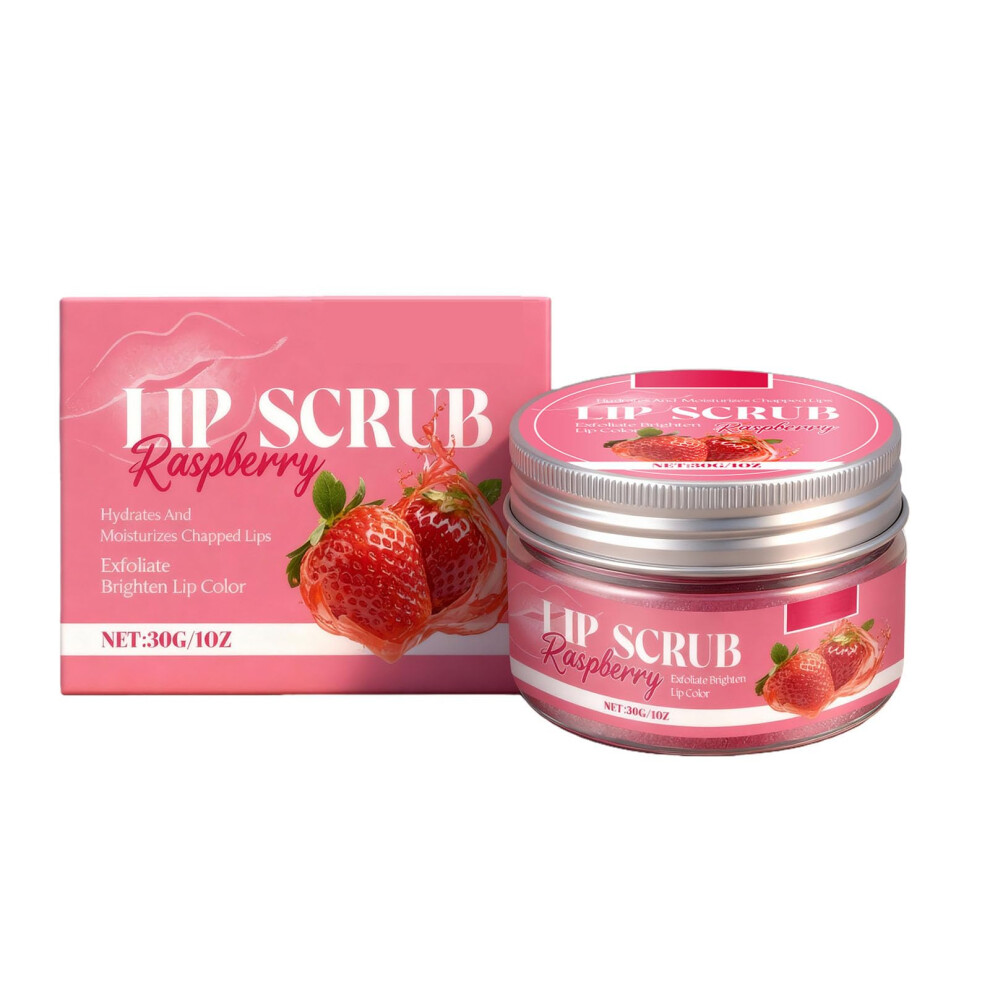 Raspberry Lip Scrub and Exfoliator for Dry Cracked Lips, Deep Moisture Lock, Smooth Soft Lips 30g
