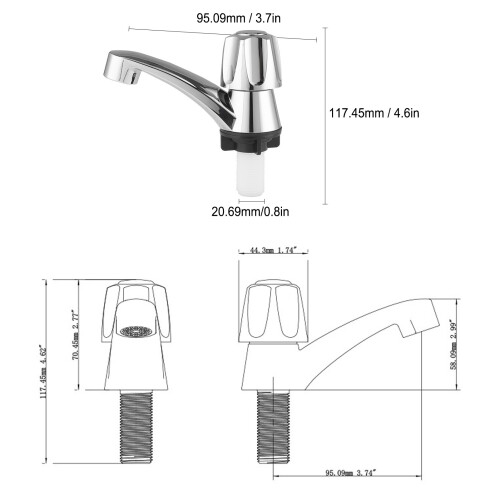 RV Einloch-Chrom-Badarmatur, 20-mm-Gewinde 1