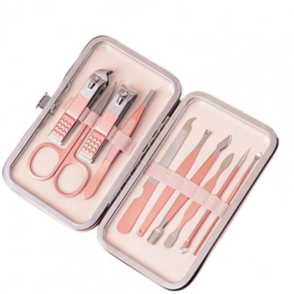Stainless Steel Nail Clippers Set with Precise Curved Blades, Compact Travel Manicure Pedicure Kit, Blue