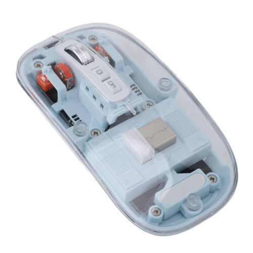 Trasparente Sottile TriMode BT1 BT2 Mouse 400 mAh Blu