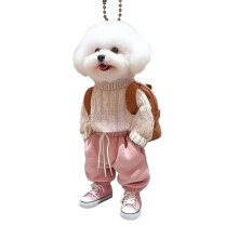 Cute Acrylic 2D Dog Car Hanging Ornament, Funny Puppy Rearview Pendant for Car Interior, Holiday Gift for Dog Lovers