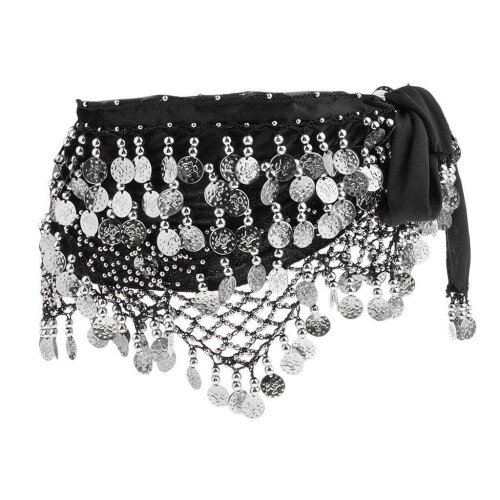 TureClos Belly Dance Waist Chain Black Silver 1