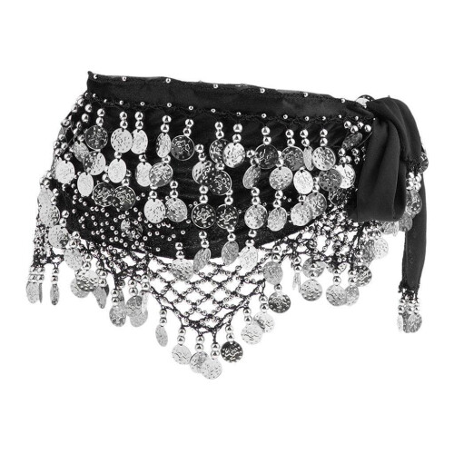 TureClos Belly Dance Waist Chain Black Silver 2